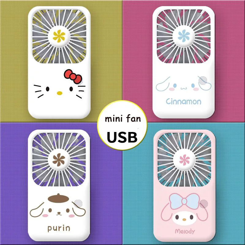 

Sanrio Summer Kawaii Anime Hello Kitty Cinnamoroll Handheld Mini Fan Cute My Melody Cartoon Student Silent Fan Lovely Girls Toys