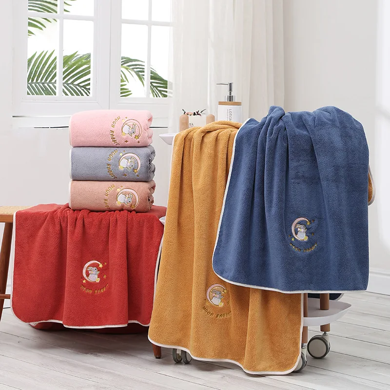 

100% Cotton Towel Embroidered Rabbit Hotel Towel Soft Absorbent Quick Dry Bathroom Towel Hand Towel Hair Dryer Towels Bath Towel