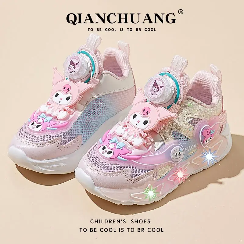 

New Kuromi Anime Kawaii Sanrio Soft Soles Light Princess Sneakers Cute Cartoon Breathable Button Children Shoes Gifts for Kids