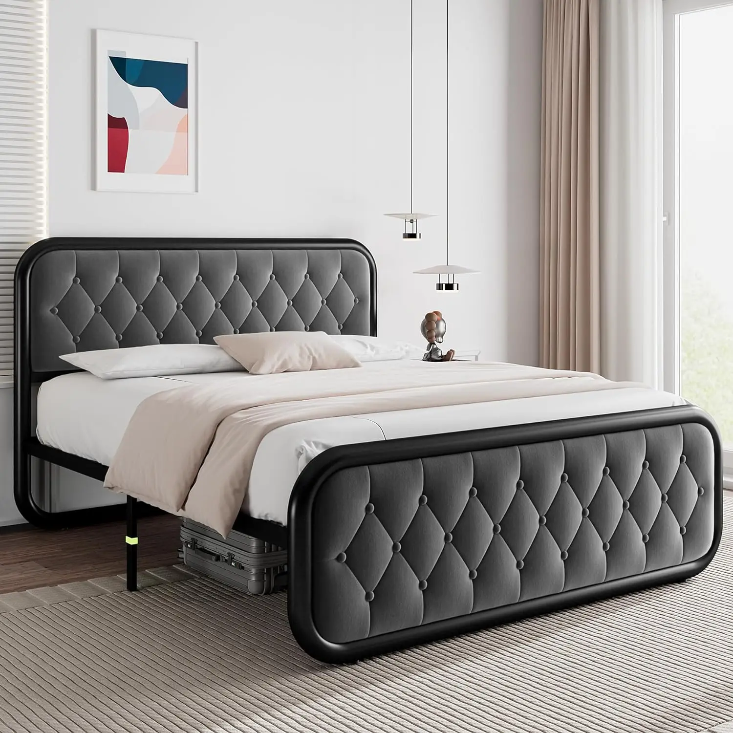 Metal Bed Frame with Button Tufted Headboard, Heavy-Duty Platform Bed Frame, Thicker Metal Steel Slats Support
Metal Bed Frame with Button Tufted Headboard, Heavy-Duty Platform Bed Frame, Thicker Metal Steel Slats Support