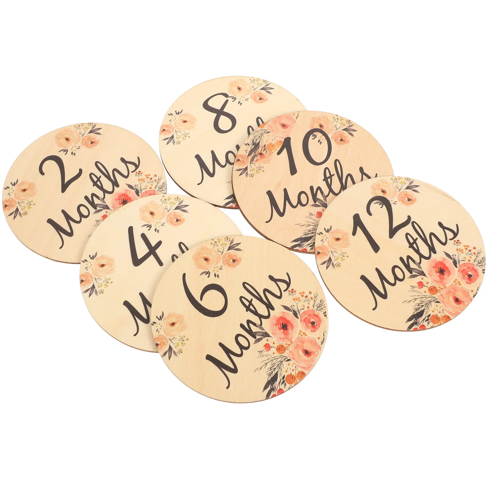 

Milestone Card Newborn Monthly Discs Wooden Signs Baby Cards Double-sided for Newborn Props