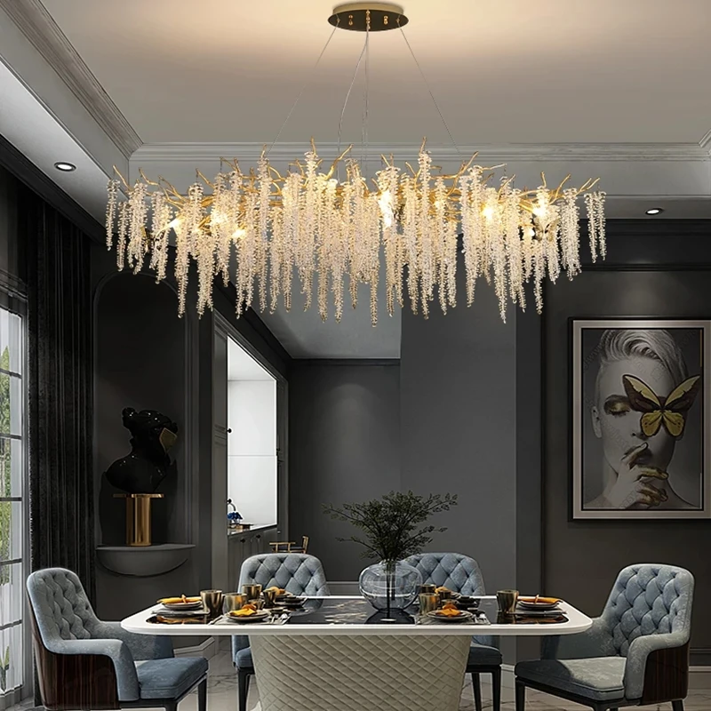 Crystal Tassel Dining Table LED Pendant Lamp for Living Room Hotel Hanging Light Ceiling Lustre with G9 Bulbs Home Decor Fixture
Crystal Tassel Dining Table LED Pendant Lamp for Living Room Hotel Hanging Light Ceiling Lustre with G9 Bulbs Home Decor Fixture