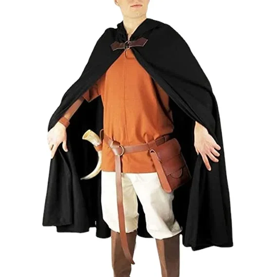 

Medieval Deer Suede Cloak Retro Knight Role Playing Costume Cloak Fighter Cosplay Stage Costume Priest Trench Cape For Men