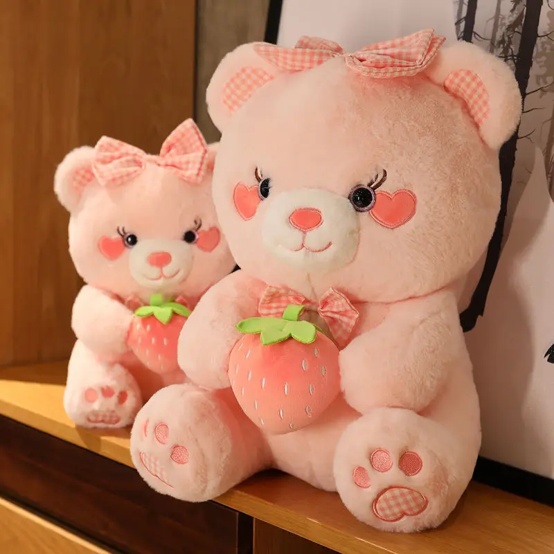 

New Cherry Blossom Pink Strawberry Bear Plush Toy Stuffed Super Soft Children's Doll Children's Christmas Gift 35/45/55cm