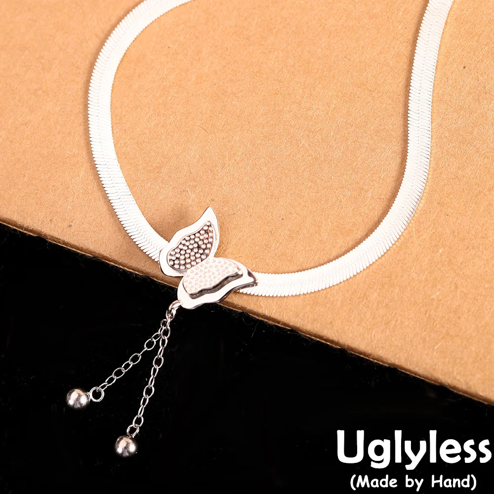 Uglyless New Fashion Blade Chains Necklaces Women Wide Flat Glossy 925 Sterling Silver Chains Insects Butterfly Chokers Tassels
Uglyless New Fashion Blade Chains Necklaces Women Wide Flat Glossy 925 Sterling Silver Chains Insects Butterfly Chokers Tassels