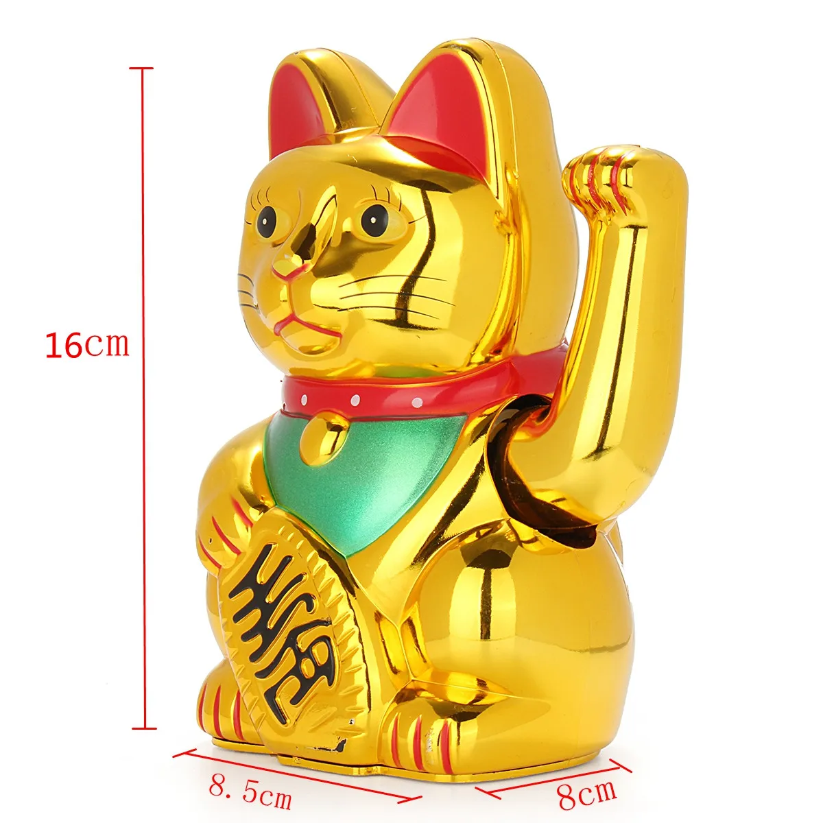

Classic Chinese Lucky Wealth Electric Wink Cat Gold Waving Cat Beckoning Maneki Powered by AA Battery Feng Shui Crafts