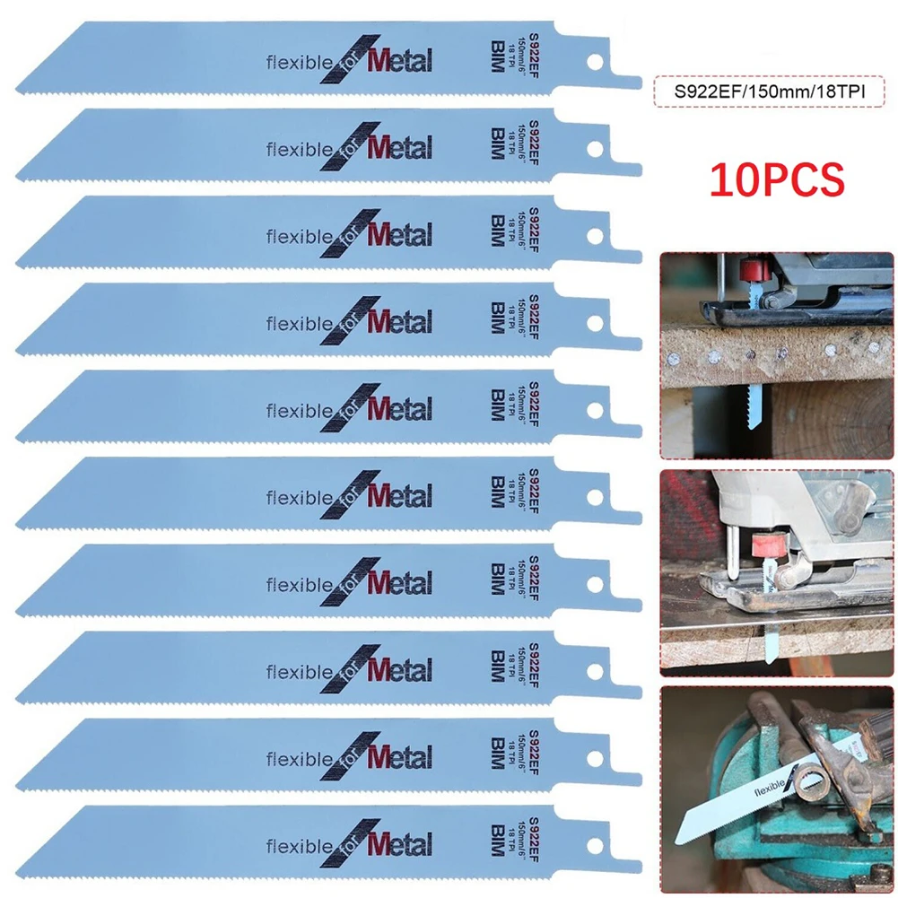 10pcs 150mm S922EF Bi-metal Reciprocating Saw Blades Set Flexible For Automobile Manufacturing Cutting Metal Wood Furniture
10pcs 150mm S922EF Bi-metal Reciprocating Saw Blades Set Flexible For Automobile Manufacturing Cutting Metal Wood Furniture