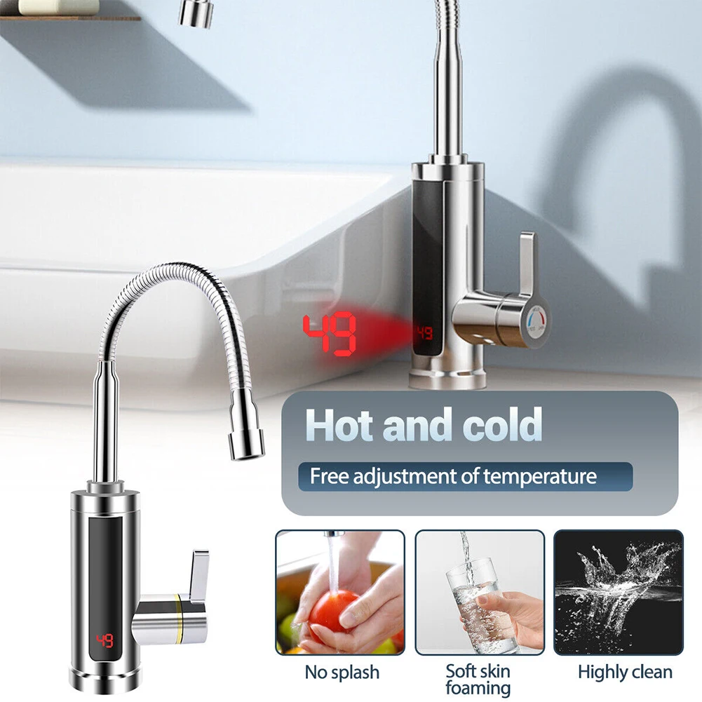 Instant Hot Water Faucet With LED Display Quick Heat Temperature Adjustable For Kitchen Sink Bathroom EU 110V Stainless Steel
Instant Hot Water Faucet With LED Display Quick Heat Temperature Adjustable For Kitchen Sink Bathroom EU 110V Stainless Steel