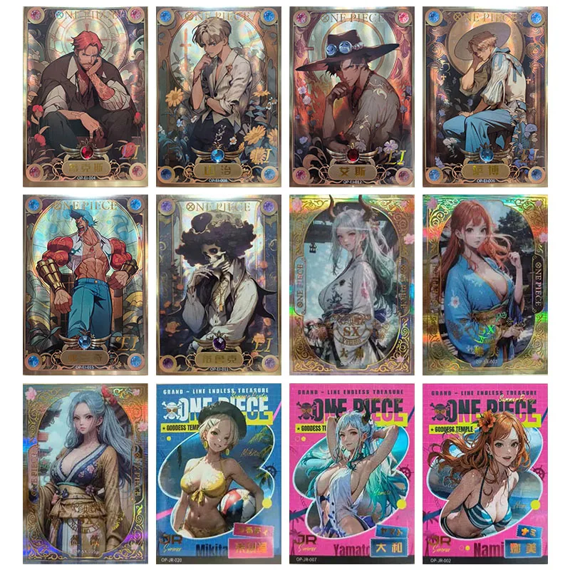 

Anime ONE PIECE Rare AG EI SX JR Reflections Flashcards Nami Robin Yamato Shanks Toys for boys Collectible Cards Birthday Gifts