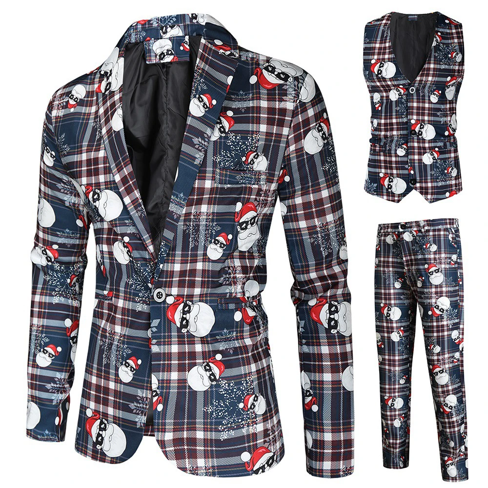 Gwenhwyfar Christmas Men Suit Plaid Tuxedos 3 Pieces ( Jacket + Pants + Vest ) Male Blazer Coat For Christmas Day Party Prom
Gwenhwyfar Christmas Men Suit Plaid Tuxedos 3 Pieces ( Jacket + Pants + Vest ) Male Blazer Coat For Christmas Day Party Prom
