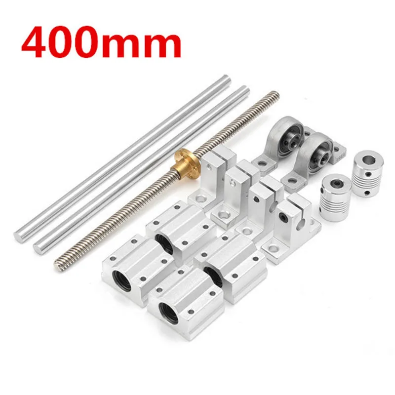 

15pcs 400mm Steel Optical Axis Guide Rail Bearing Housings Rail Shaft Support Lead Screws Rod Slide Bushing Set CNC Parts