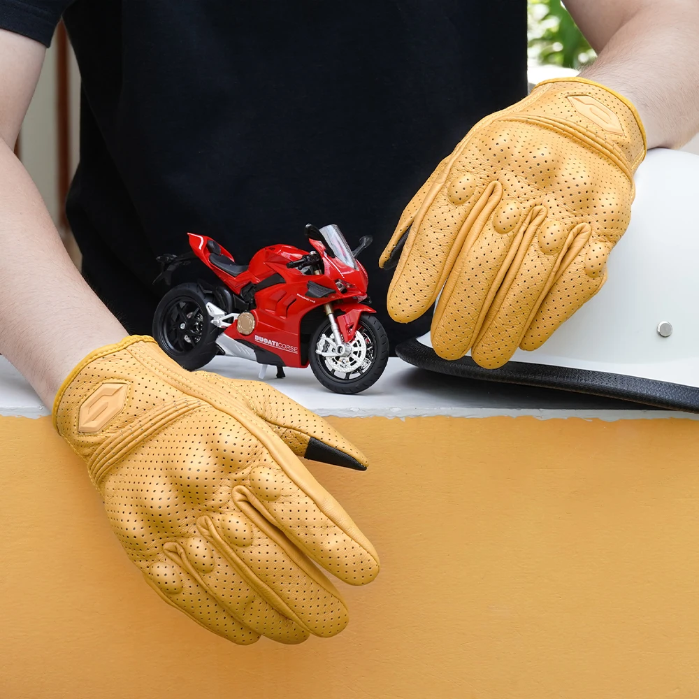 Leather Motorcycle Gloves Summer Breathable Mesh Moto Gloves Touch Function Motorbike Gloves Motocross Off-Road Racing Gloves Leather Motorcycle Gloves Summer Breathable Mesh Moto Gloves Touch Function Motorbike Gloves Motocross Off-Road Racing Gloves