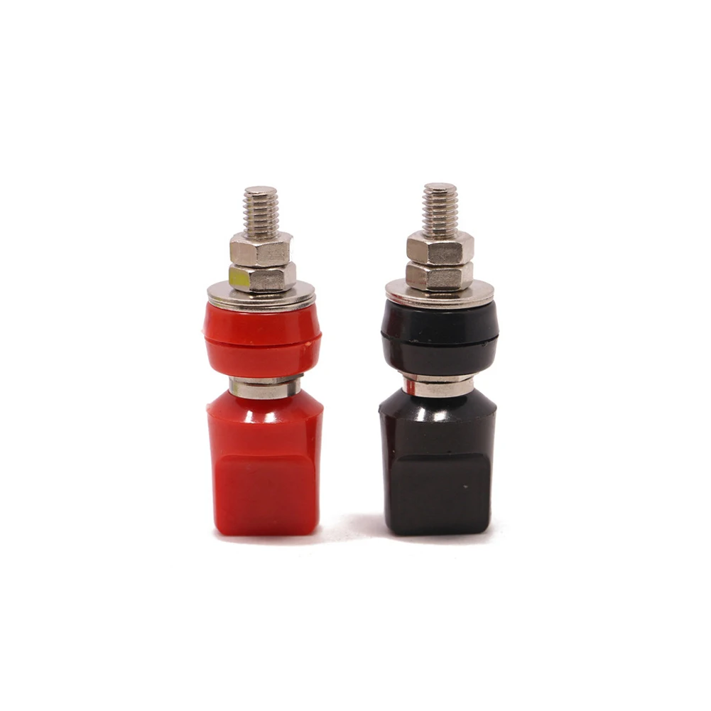 

2Pcs Terminals Binding Post 8mm Pure Copper Flat Cap Terminal 4mm Banana Socket Amplifier Terminal Binding Post Red Black