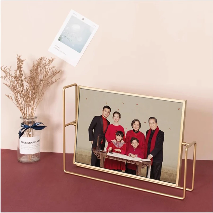 

Rectangle Photo Frame Decoration Metal Table Personalized Exclusive Photo Frame Ornament Wedding Rotating Marco Fotos Home Decor