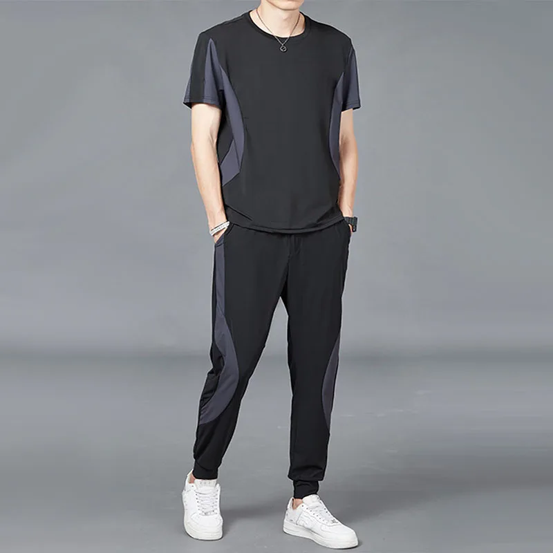 Summer Men's Short Sleeve T-shirt+Pants 2Pcs Suit Casual Sportswear Ice Silk Jogging Fitness Sports Sets Male Loose Tracksuit
Summer Men's Short Sleeve T-shirt+Pants 2Pcs Suit Casual Sportswear Ice Silk Jogging Fitness Sports Sets Male Loose Tracksuit