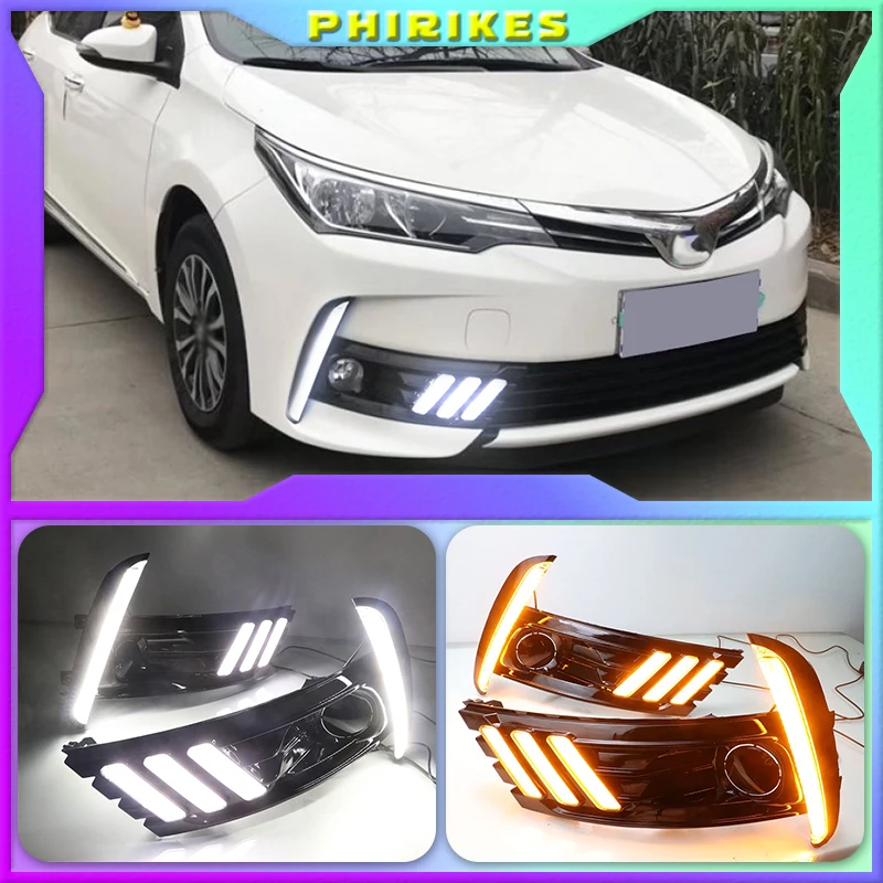 Автомобильные светодиодные дневные ходовые огни для Toyota Corolla 2017 2018, противотуманные фары DC 12 В ABS DRL с желтыми указателями поворота
Автомобильные светодиодные дневные ходовые огни для Toyota Corolla 2017 2018, противотуманные фары DC 12 В ABS DRL с желтыми указателями поворота