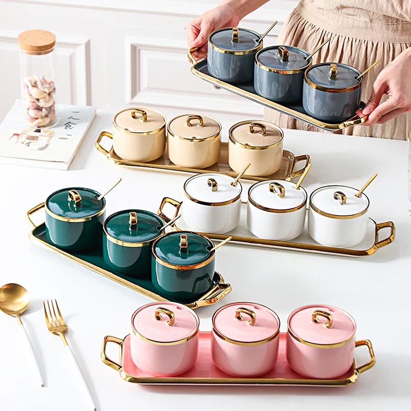 Nordic Ceramic Seasoning Pot Dark Green Gold Pattern Kitchen Storage Box Table Decoration Glass Jars and Lids
Nordic Ceramic Seasoning Pot Dark Green Gold Pattern Kitchen Storage Box Table Decoration Glass Jars and Lids