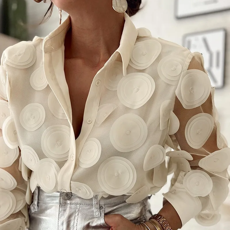 2024 Spring Summer New Women's Clothing Pure Color Mesh Lapel Long Sleeve Single-Breasted Shirt
2024 Spring Summer New Women's Clothing Pure Color Mesh Lapel Long Sleeve Single-Breasted Shirt