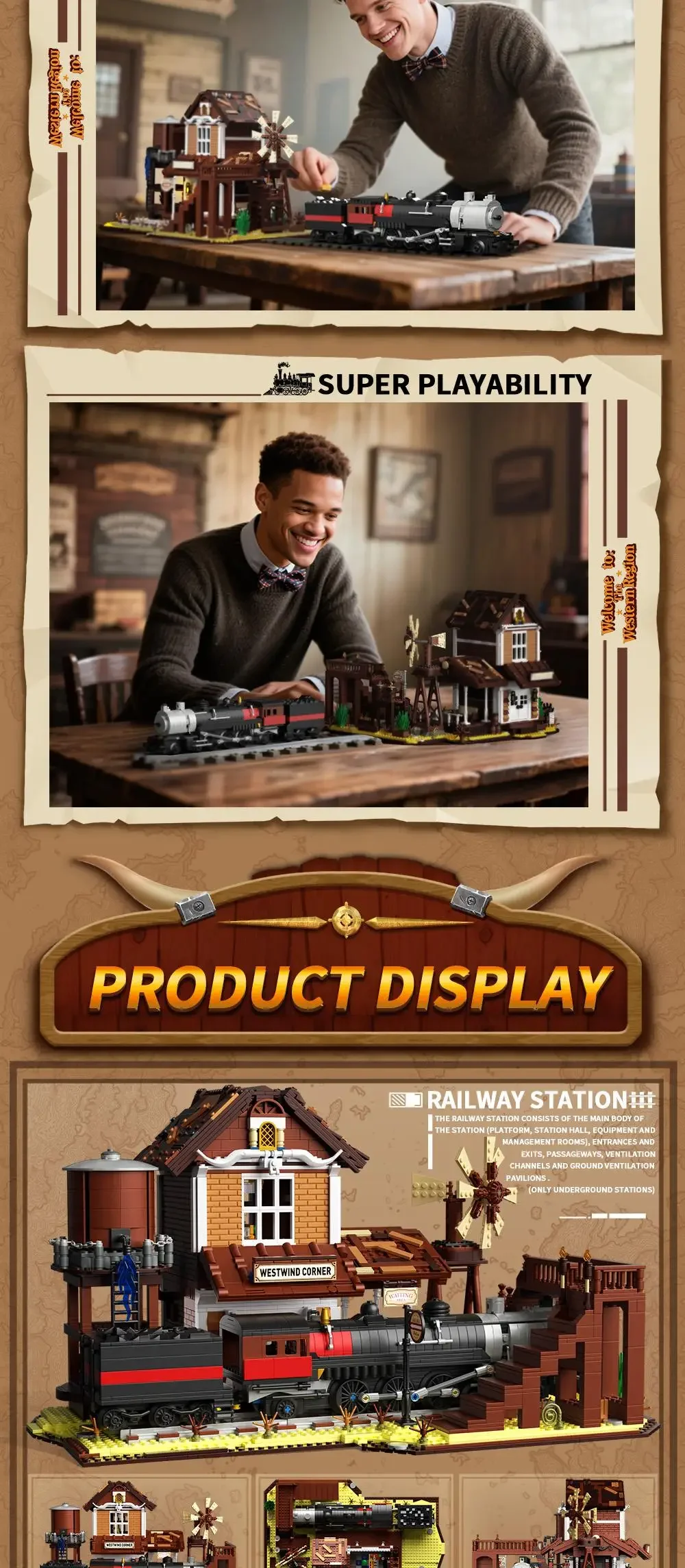 3885PCS Western Railway Station Building Blocks Steam Train City Street View Model Bricks Kids Educational DIY Toys Holiday Gift 3885PCS Western Railway Station Building Blocks Steam Train City Street View Model Bricks Kids Educational DIY Toys Holiday Gift