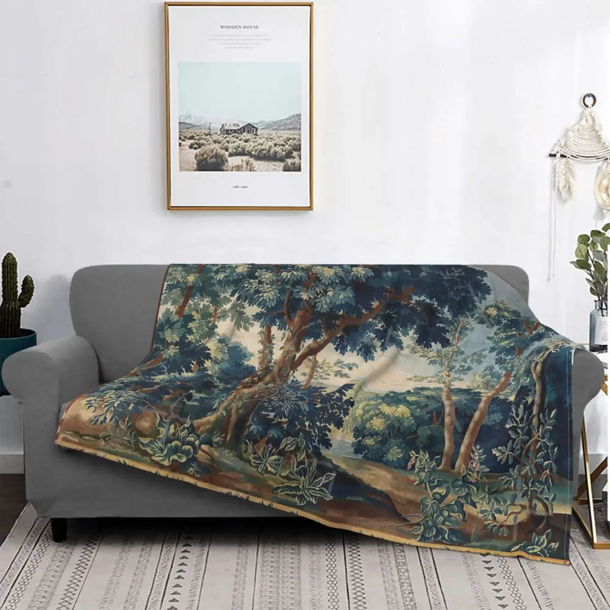 

Greenery Trees In Woodland Landscape Antique Flemish Tapestry Throw Blanket Drop Fabrics Bed Covers fit Couch Sofa Suitable