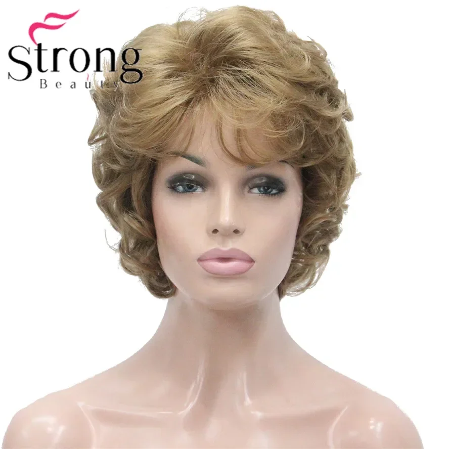 

StrongBeauty Women's Short Wig Golden Soft Tousled Curls Full Synthetic Wigs