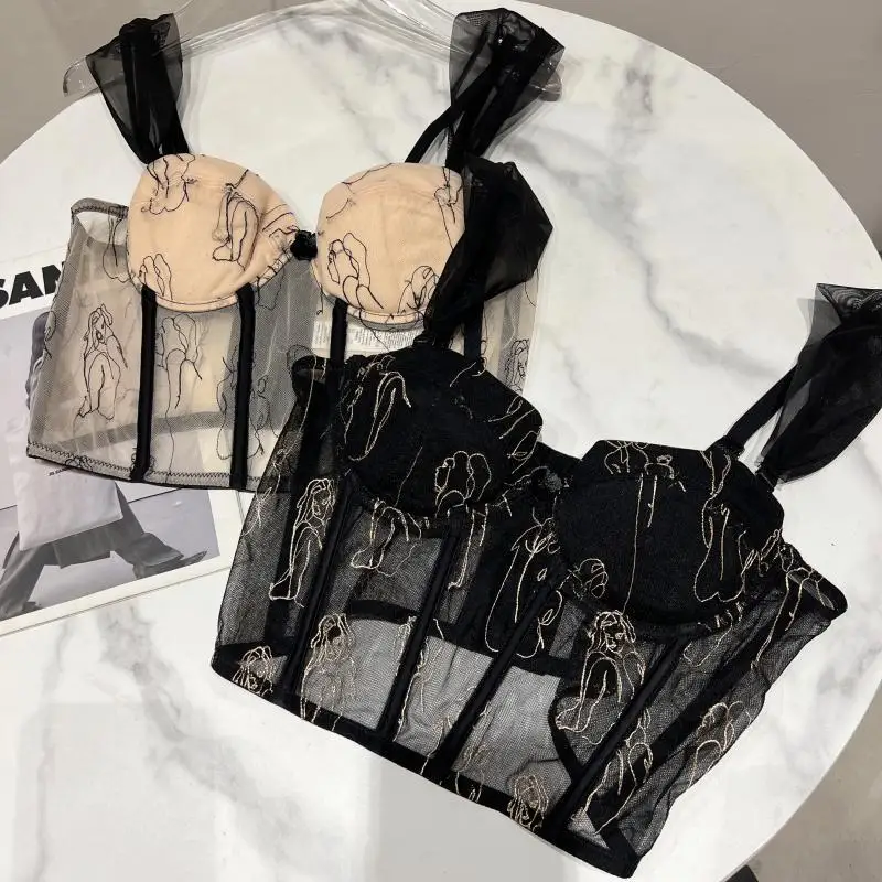 2024 Summer New Arrivals Sleeveless Mesh Strap Embroidery Fashion Temperament Fish Bone Tank Tops Women Camisole GE374
2024 Summer New Arrivals Sleeveless Mesh Strap Embroidery Fashion Temperament Fish Bone Tank Tops Women Camisole GE374