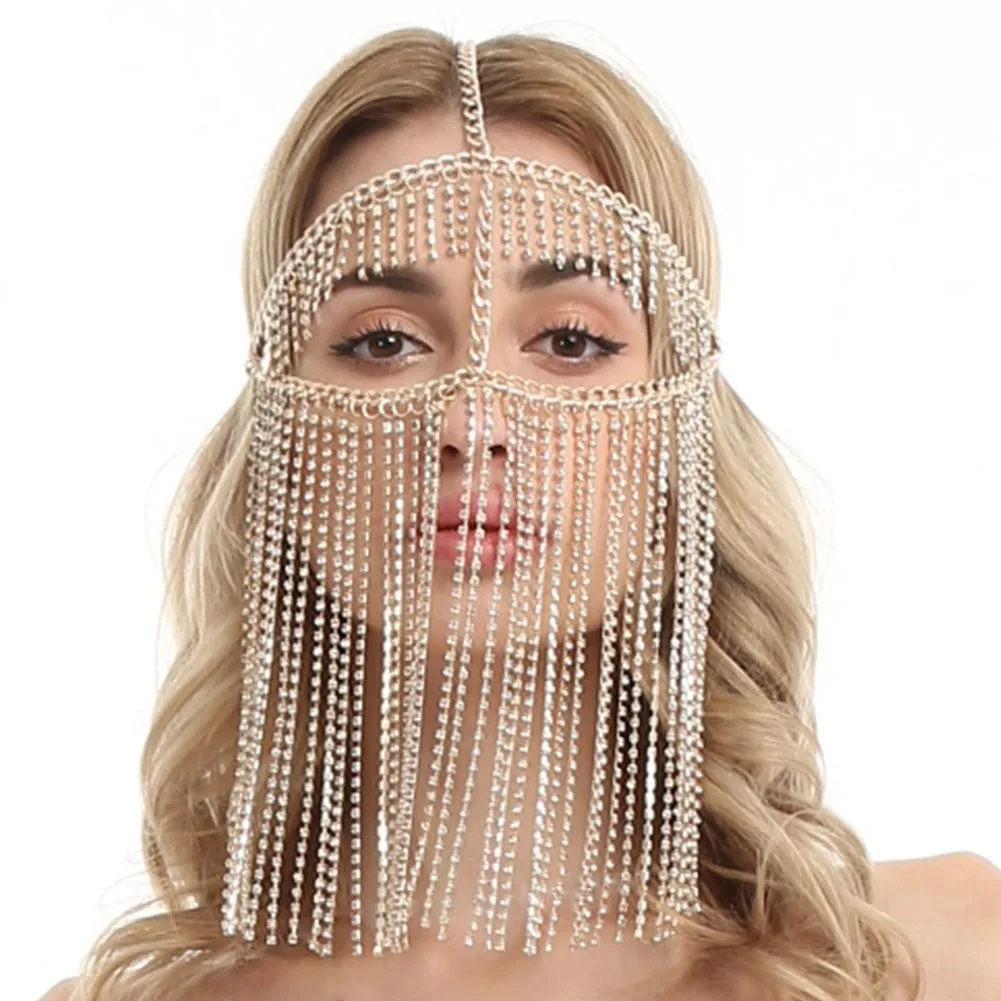 Indian Jewelry Rhinestone Tassel Mask Chain Decoration Face for Women Bridal Veils Wedding Crystal Metal Beaded Christmas Party
Indian Jewelry Rhinestone Tassel Mask Chain Decoration Face for Women Bridal Veils Wedding Crystal Metal Beaded Christmas Party