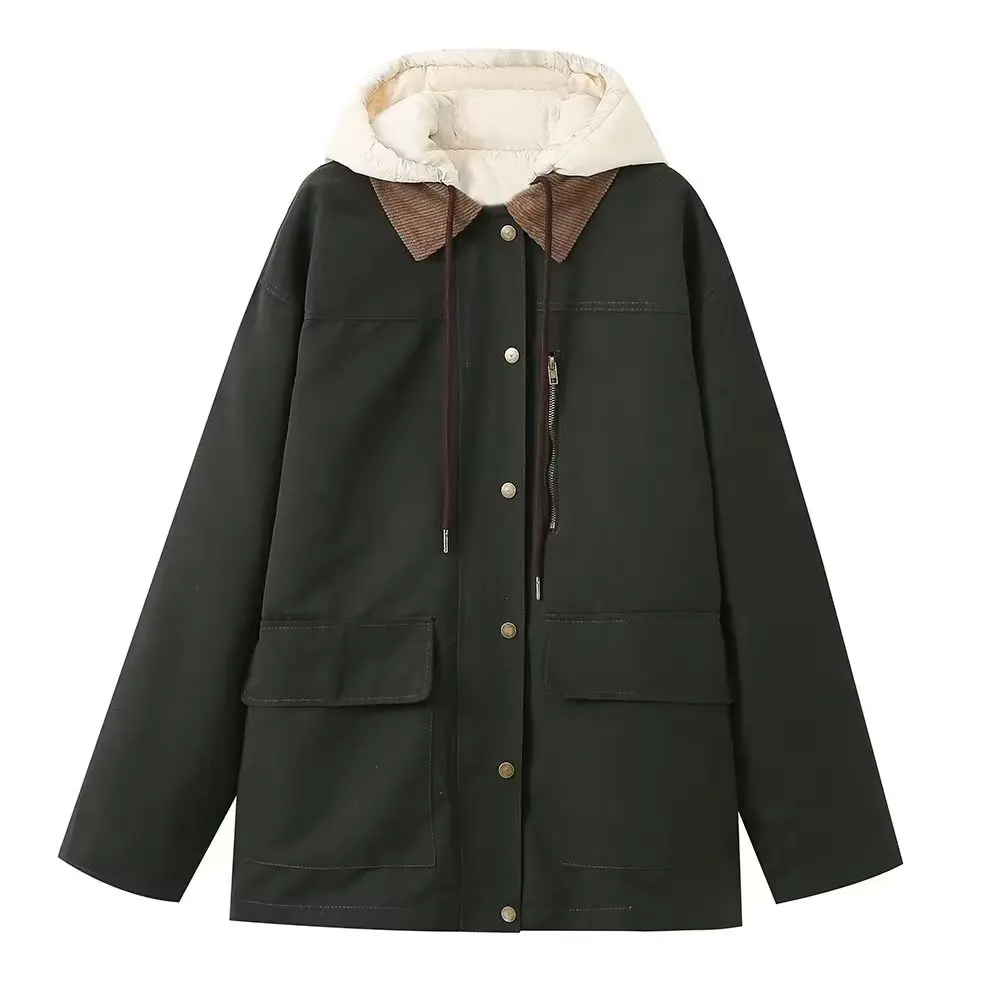 Women Winter Fashion With pockets Thick Warm Hooded Cotton Jacket Coat Vintage Long Sleeve Button-up Female Outerwear Chic Tops
Women Winter Fashion With pockets Thick Warm Hooded Cotton Jacket Coat Vintage Long Sleeve Button-up Female Outerwear Chic Tops