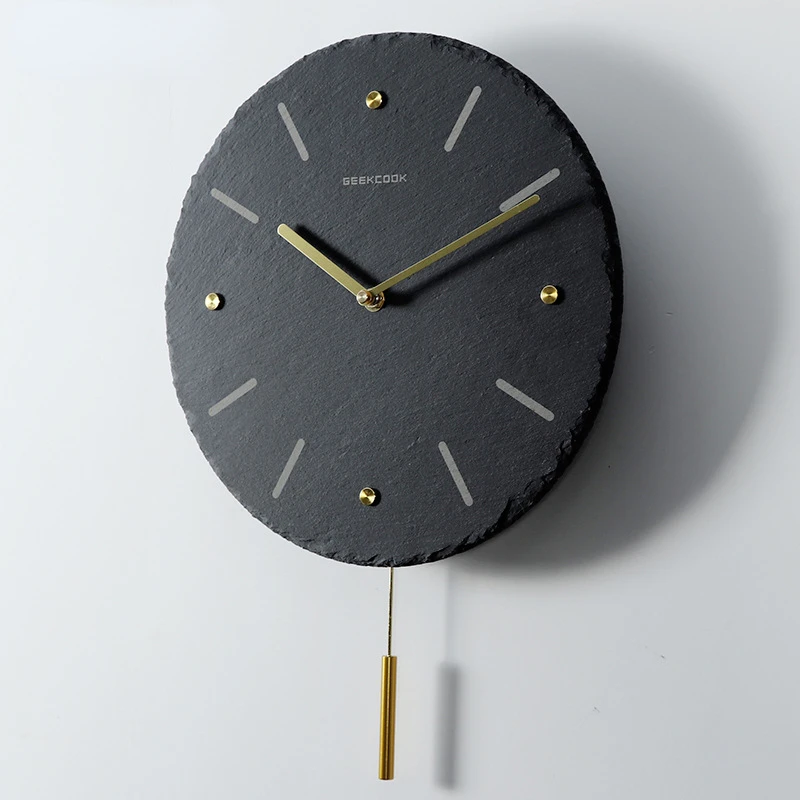 Modern Simple Wall Clock Natural Slate Stone Brass Scale Swing Clock Dining Room Decor Clocks Wall Home Decor
Modern Simple Wall Clock Natural Slate Stone Brass Scale Swing Clock Dining Room Decor Clocks Wall Home Decor