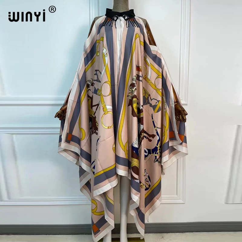 

WINYI sukienka Fashion Summer kimono Dress free Size Women's Half Sleeve Floral Printed Elegant Casual Vacation Loose Dresses