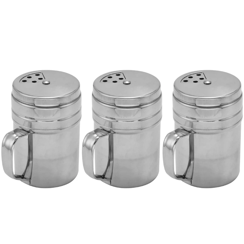 3 Pieces Seasoning Bottle With Handle Stainless Steel Spice Shaker Metal Versatile Dredge Shaker With Rotating Cover
3 Pieces Seasoning Bottle With Handle Stainless Steel Spice Shaker Metal Versatile Dredge Shaker With Rotating Cover