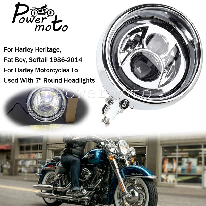 

Vintage Motorcycle 7 inch E9 Front LED Headlight High Low Beam Headlamp For Harley Chopper Bobber Cafe Racer Softail 1986-2014