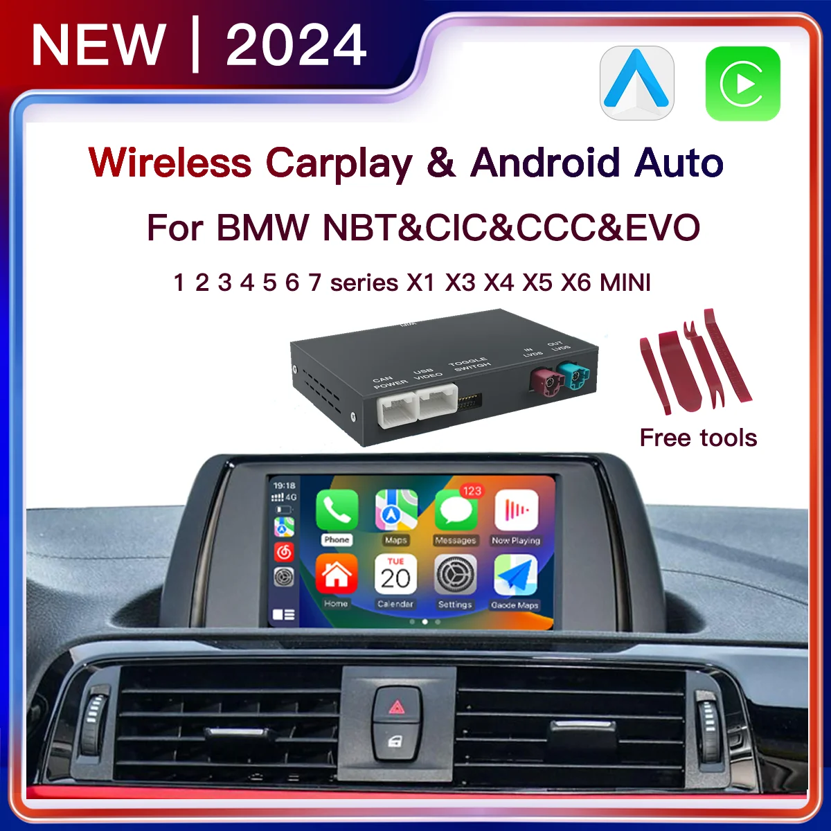 Wireless CarPlay For BMW NBT/CIC/EVO/CCC 1 2 3 4 5 7 Series E70 F10 X1 X3 F25 F26 F48 MINI X4 X5 X6 F56 F15 Android Auto Decoder
Wireless CarPlay For BMW NBT/CIC/EVO/CCC 1 2 3 4 5 7 Series E70 F10 X1 X3 F25 F26 F48 MINI X4 X5 X6 F56 F15 Android Auto Decoder