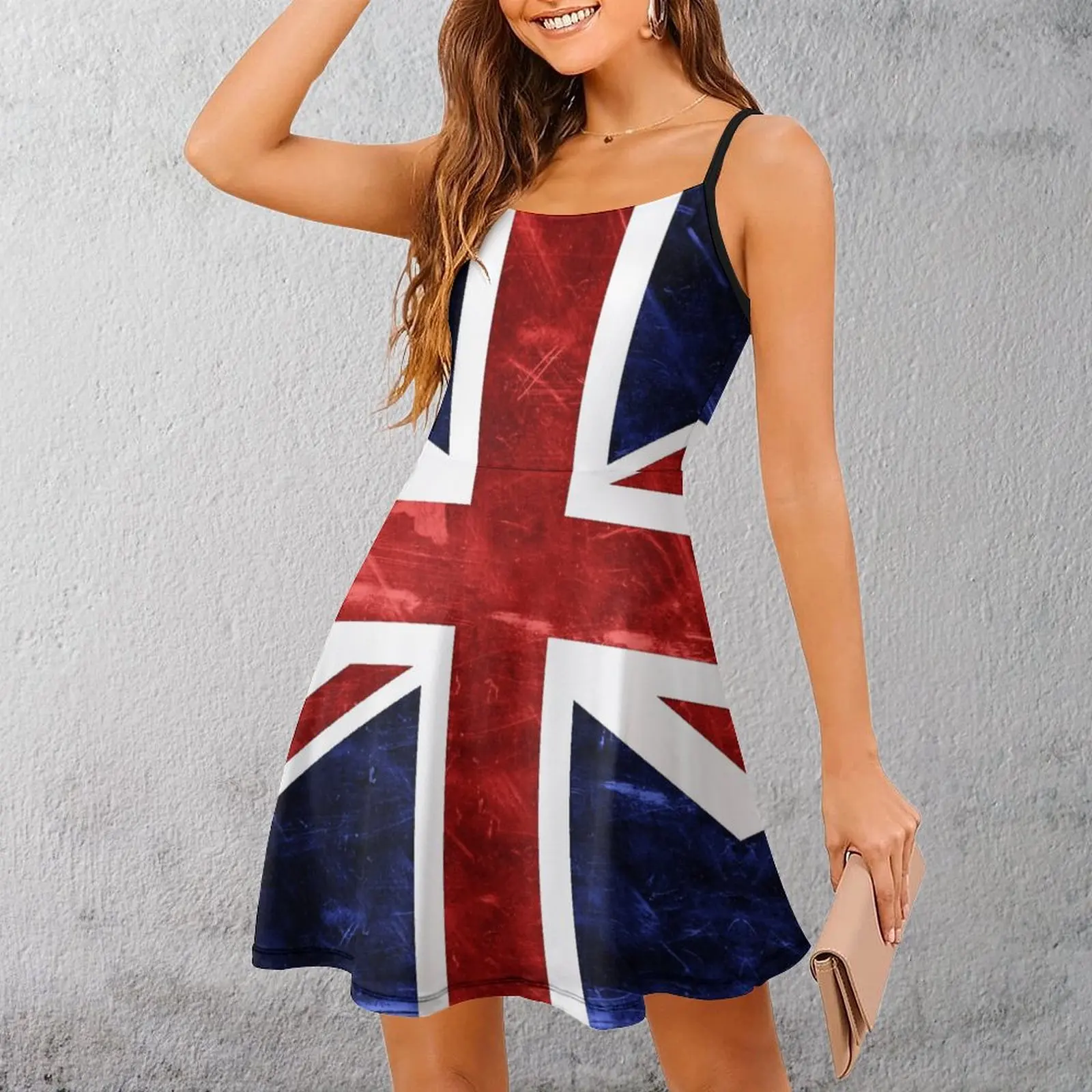 

Sexy Grunge Union Jack Flag Women's Sling Dress Sarcastic Vacations Woman's Gown The Dress Vintage