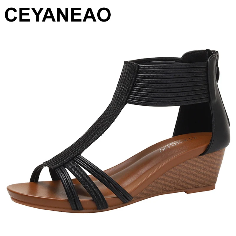 

Women Wedges Gladiator Sandals Bohemia Open Toe Leisure Platform Beach Shoes Sandals Ladies Comfy Metallic Summer Heeled Shoes