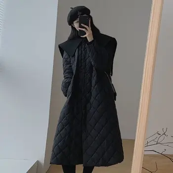 새로운 중간 길이 코튼 패딩 의류 여성용 인형 칼라 두꺼운 코튼 패딩 재킷, 패션 디자인 코트, 2022 겨울