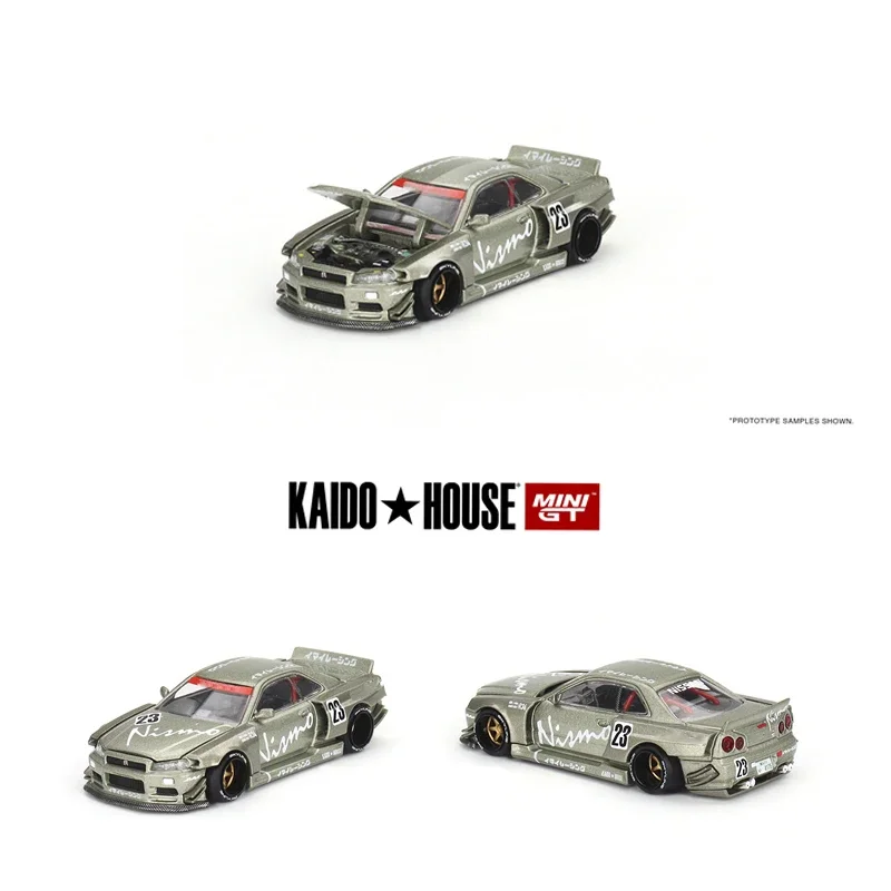 

MINIGT KHMG103 1:64 Skyline GTR R34 Openable Hood Diorama Car Model Collection Miniature Kaido House