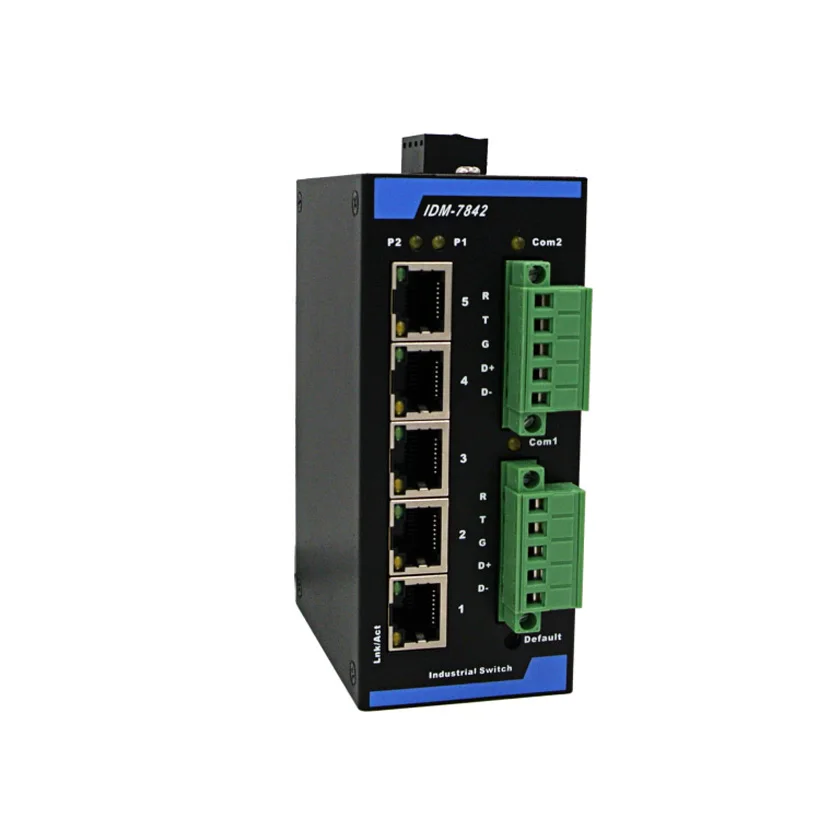 

IDM-7842 Modbus gateway 2 channel optical isolation RS485/232 serial port 5 port Ethernet switch modbus tcp
