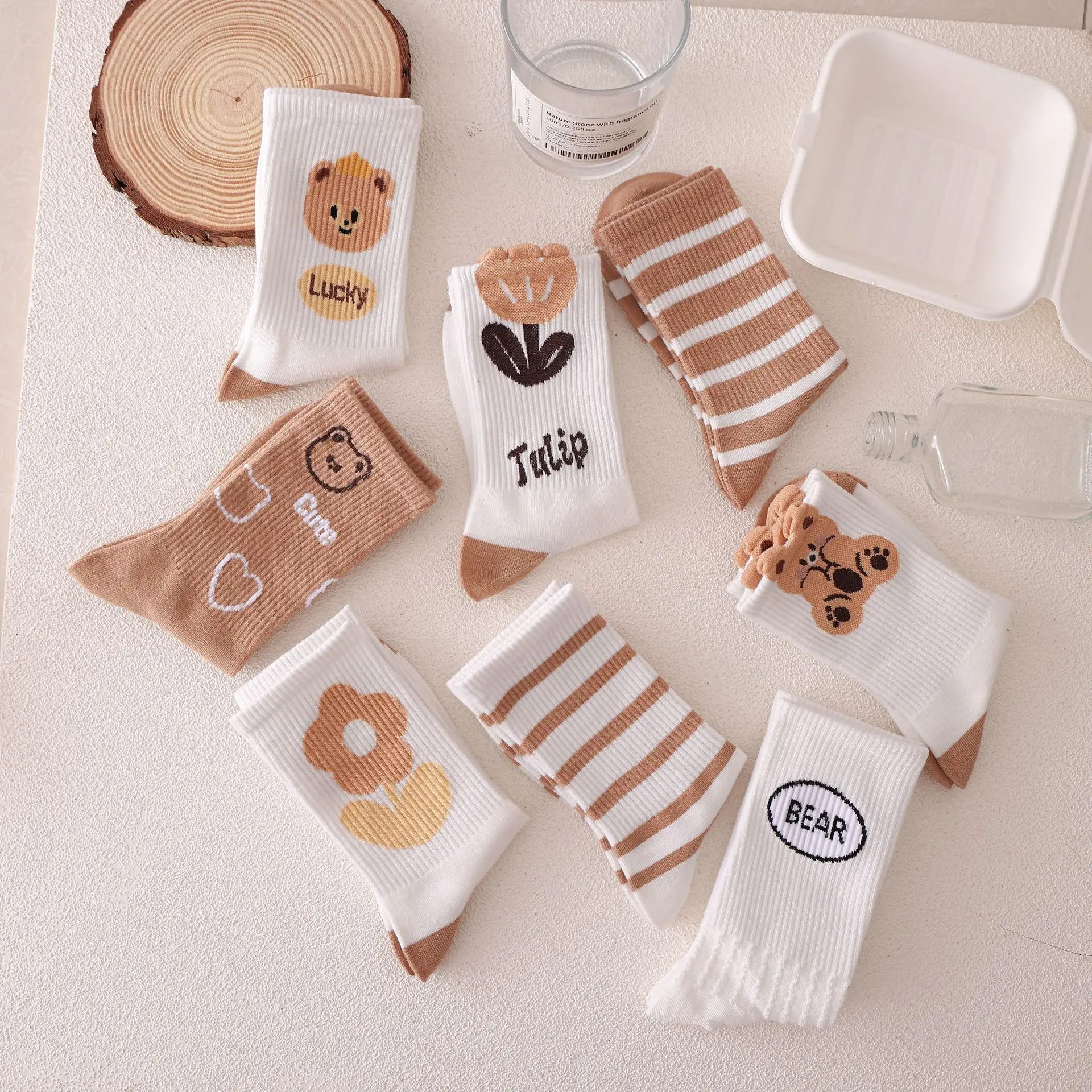Cartoon Bear Socks Women White Female Animal Flower print Cute Kawaii harajuku Striped Sock For Girls Gift Calcetines Streetwear
Cartoon Bear Socks Women White Female Animal Flower print Cute Kawaii harajuku Striped Sock For Girls Gift Calcetines Streetwear