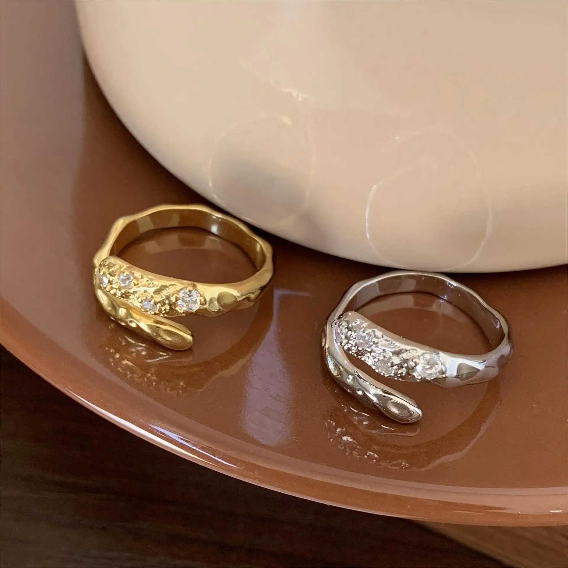 

PANJBJ 925 Sterling Silve Zircon Ring for Women Girl Gift Lunar Crater Irregular Minimalism Design INS Jewelry Dropshipping