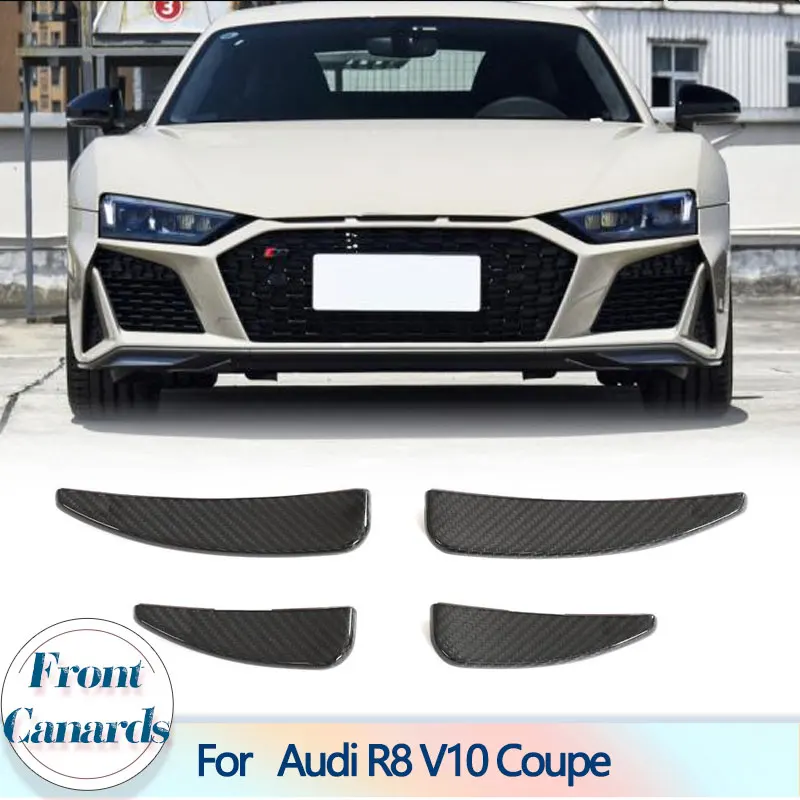 

Car Front Bumper Side Canards Trims for Audi R8 V10 Coupe Convertible 2-Door 2022 2023 Dry Carbon Racing Front Canards Splitters