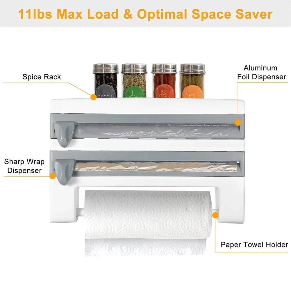 Food Film Dispenser Wall-Mount With Paper Towel Holder For Aluminum Foil Dispenser Film Cutter Kitchen Tools
Food Film Dispenser Wall-Mount With Paper Towel Holder For Aluminum Foil Dispenser Film Cutter Kitchen Tools