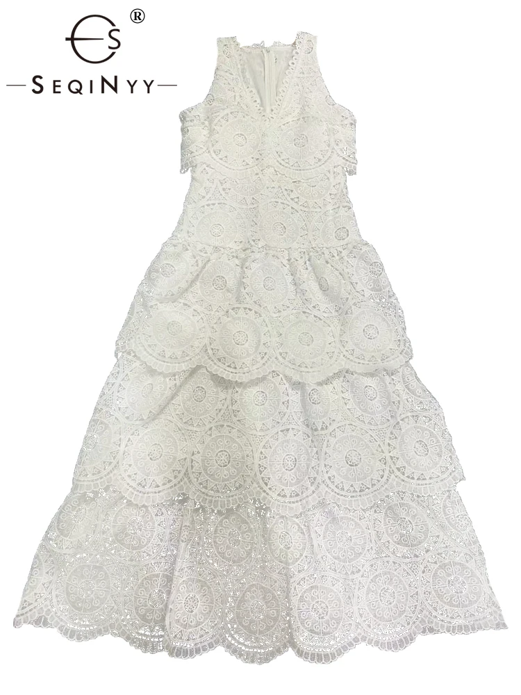 SEQINYY Elegant Midi Dress Summer Spring New Fashion Design Women Runway High Street Lace Flowers Hollow Out Vest Cake Ruffles
SEQINYY Elegant Midi Dress Summer Spring New Fashion Design Women Runway High Street Lace Flowers Hollow Out Vest Cake Ruffles