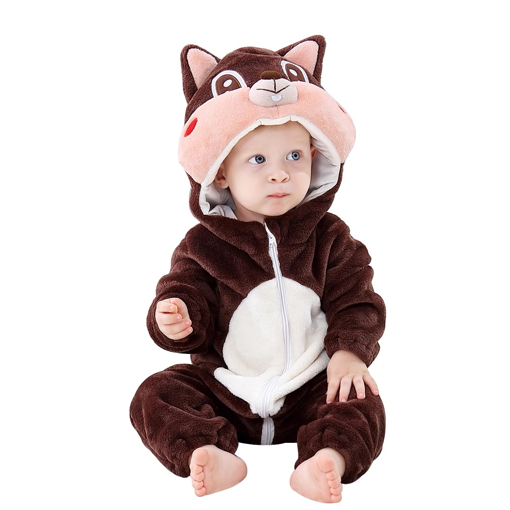 

Umorden Baby Cartoon Animal Squirrel Onesie Kigurumi Infant Toddler Romper Jumpsuit Flannel Purim Halloween Costumes Fancy Dress