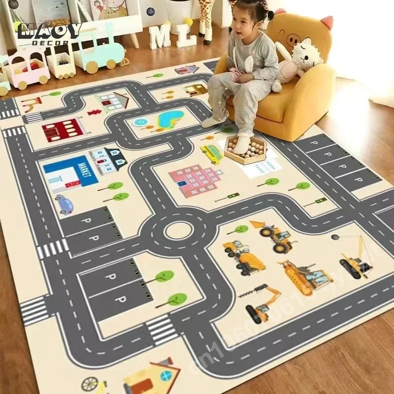 

Carpet for Living Room Kids Play Clmbing Floor Mat Modern Road Traffic Route Map Area Rug Bedroom Bedside Sofa Table Doormat