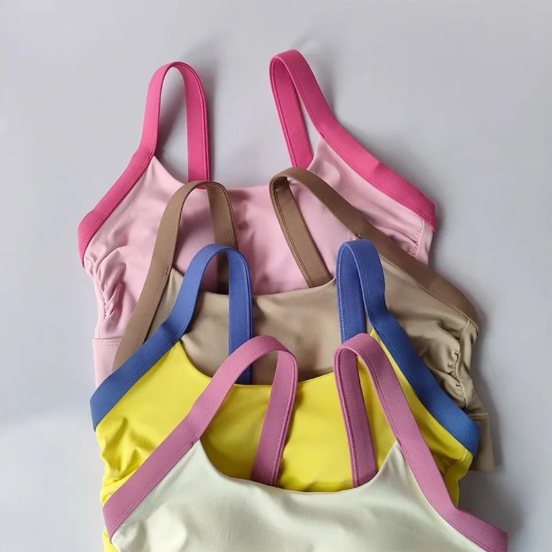 Color blocked sports bra set: Cross back integrated collection with double breast, shock-absorbing, quick drying, high waist and Color blocked sports bra set: Cross back integrated collection with double breast, shock-absorbing, quick drying, high waist and