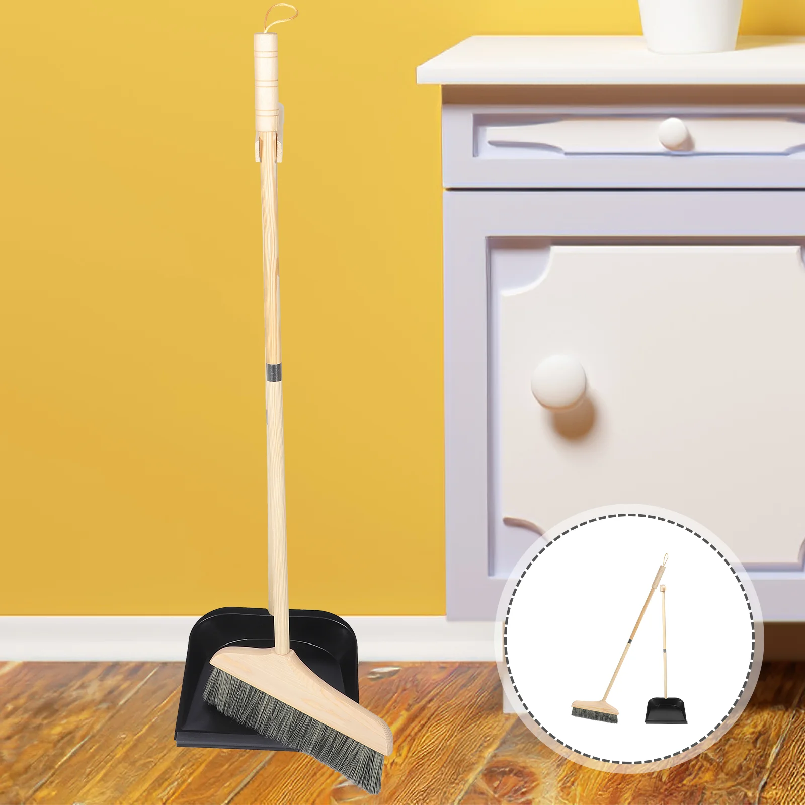 Щетка с щетиной из массива дерева и пылесборник, набор для декора, уборки, офиса, украшения для дома