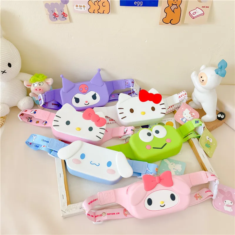 

Kawaii Sanrio детская нагрудная сумка Hellokitty Cinnamoroll Mymelody Kuromi Милая Аниме Сумка через плечо поясная сумка Портативная сумка для хранения подарок