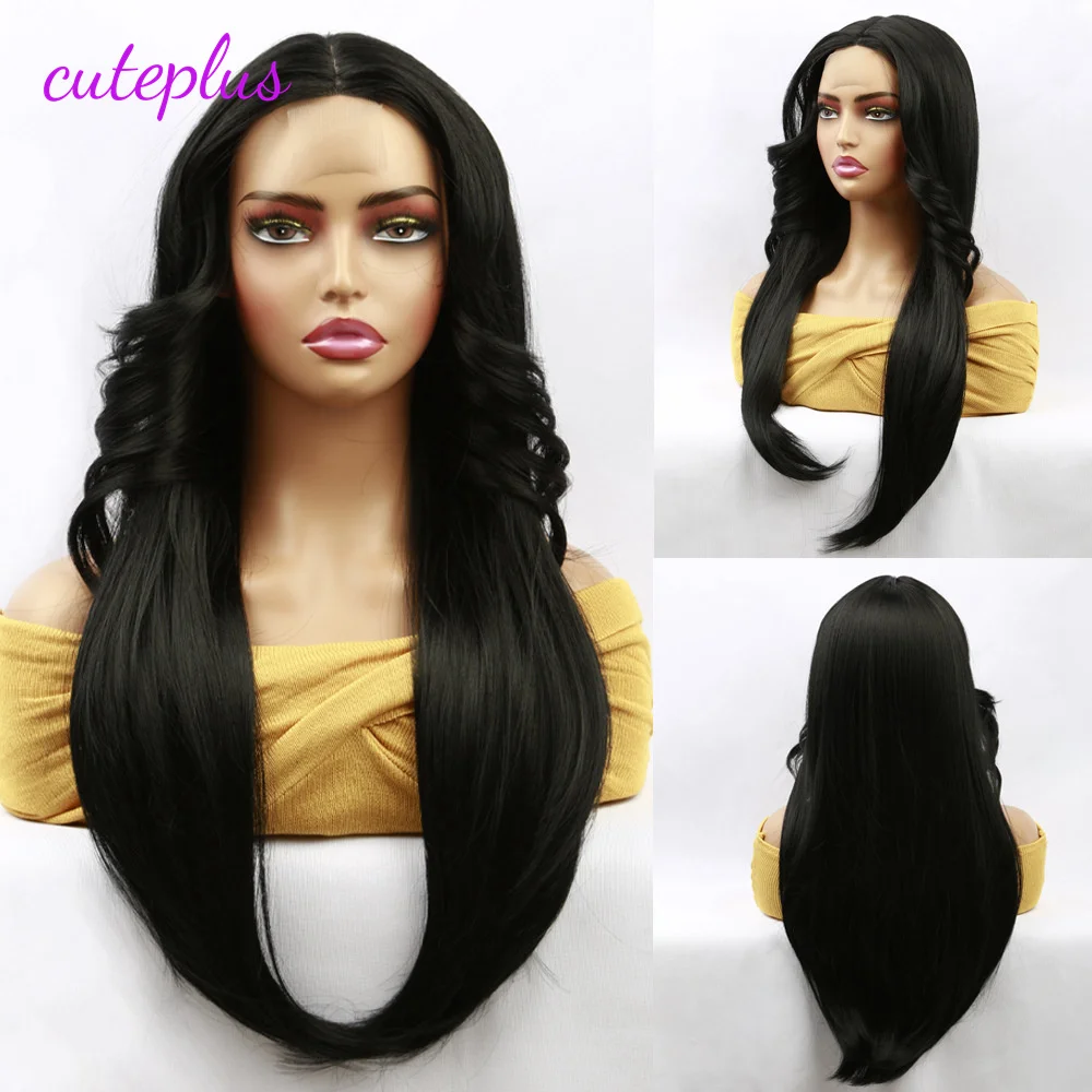 New wig female front lace long straight black curtain fringe long chemical fiber head wig full head set
New wig female front lace long straight black curtain fringe long chemical fiber head wig full head set