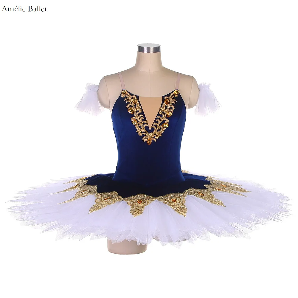 

BLL456 Deep Blue Velvet Pre-Professional Tutu Dress Ballet Dance Tutu Costume Girls/Women Classical Tutus Performance Dancewear